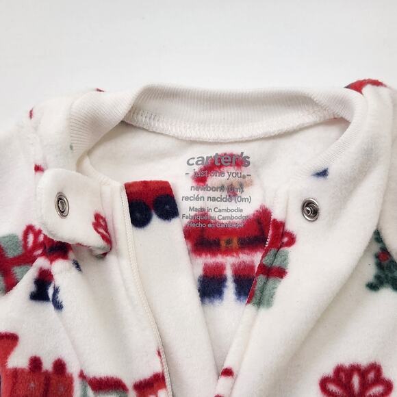Carter's Just One You Newborn Holiday Christmas Fleece Footed Sleeper Pajama - Picture 4 of 6